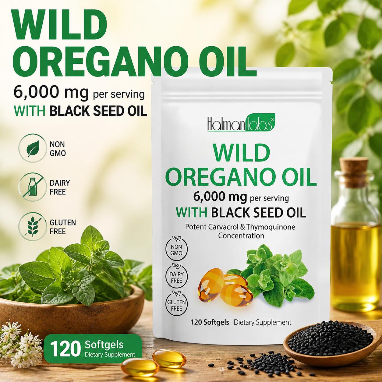 Black Seed Oil Capsule - 야생 오레가노 오일과 블랙 시드 오일